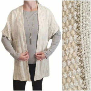 Zonda Nellis Hand-Woven VTG Cardigan Neutral Metallic  ART TO WEAR Slow Fashion